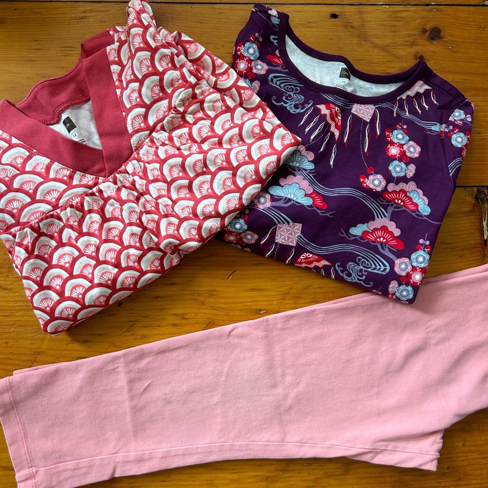 Tea Collection Trapeze dress bundle of two dresses one legging size 12 - Picture 2 of 7